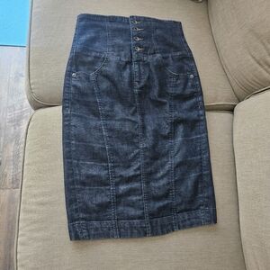Armani Exchange Stretch Denim Pencil Skirt High Rise